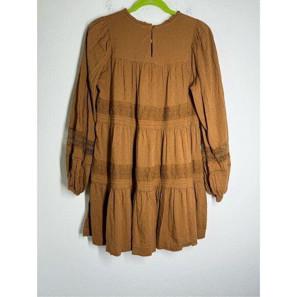 Old Navy Long-Sleeve Pintucked Clip-Dot Mini Swing Dress Size S - Picture 4 of 9